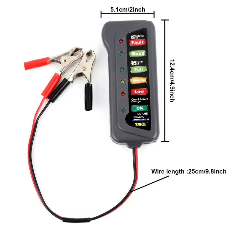 12V Automotive Digital Battery Tester for Car/Electric Vehicle/Motorcycle 1 12V Automotive Digital Battery Tester for Car/Electric Vehicle/Motorcycle - Image 1