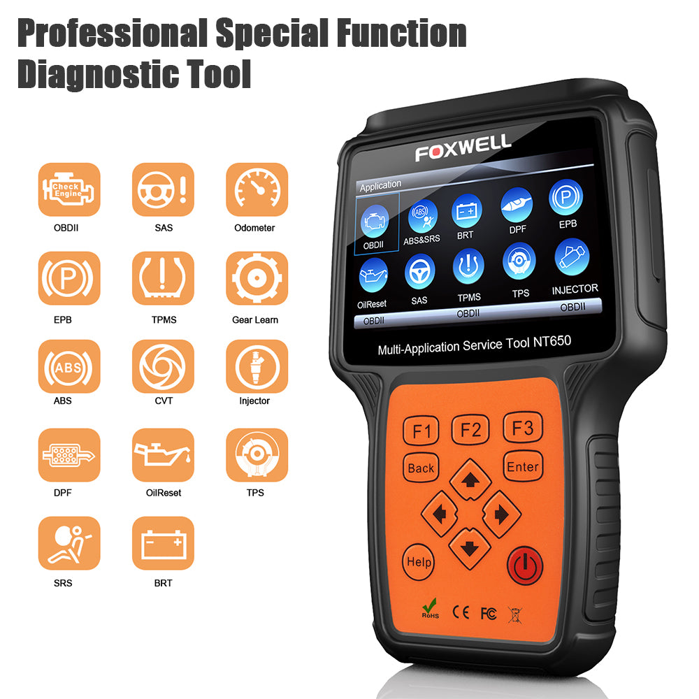 FOXWELL NT650 OBD2 Scanner ABS Airbag SAS EPB DPF Oil Service Reset 1 FOXWELL NT650 OBD2 Scanner ABS Airbag SAS EPB DPF Oil Service Reset - immagine 1