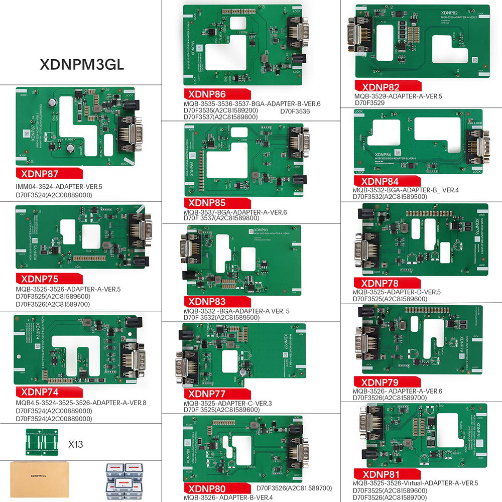 Xhorse MQB48 No Disassembly No Soldering 13 Full Set Adapters XDNPM3GL - Image 1