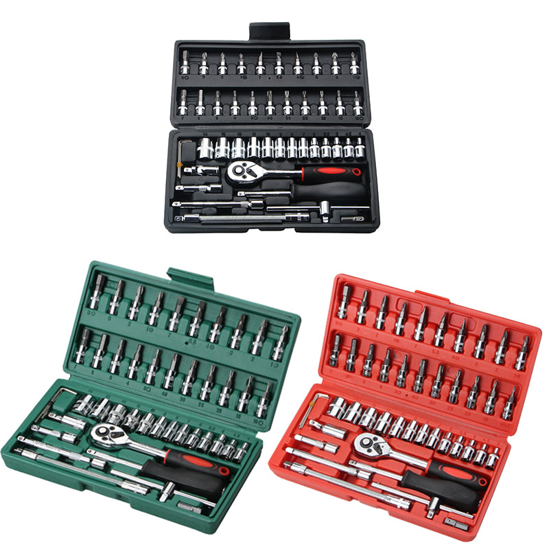 46pcs Ratchet Wrench Set Auto Repair Kit 1/4'' Socket Wrench Box Spanner Auto Maintenance Tool 1 46pcs Ratchet Wrench Set Auto Repair Kit 1/4'' Socket Wrench Box Spanner Auto Maintenance Tool - Imagen 1