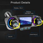 Handsfree Car Kit Transmitter Power ON OFF Bluetooth 5.0 FM Modulator TF USB Audio Music Player AUX MP3 - 画像 (4)
