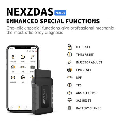 Humzor NexzDAS ND106 Bluetooth Special Function Car Resetting Tool With ABS, TPMS, Oil Reset, DPF... for Android & iOS