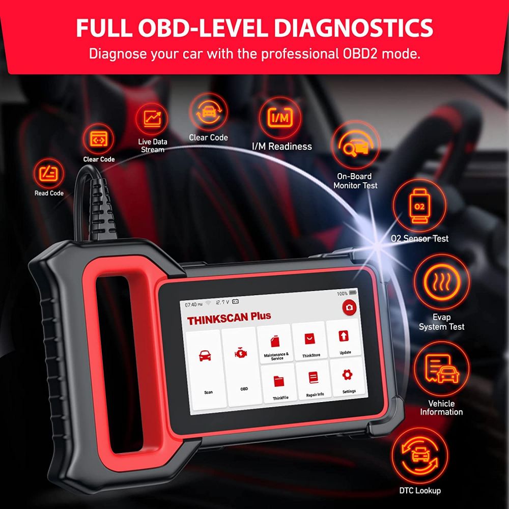 THINKCAR ThinkScan Plus S4 Diagnostic Scan Tool with 28 Reset ABS/SRS/Engine/Transmission/BCM OBD2 Scanner 1 THINKCAR ThinkScan Plus S4 Diagnostic Scan Tool with 28 Reset ABS/SRS/Engine/Transmission/BCM OBD2 Scanner - Image 1