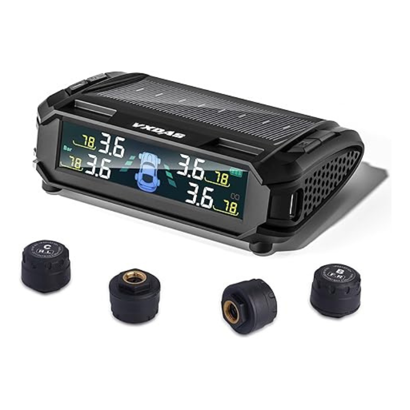 VXDAS Wireless Solar TPMS Tire Pressure Monitoring System with 4 Sensors & 4 Alarm Modes 1 VXDAS Wireless Solar TPMS Tire Pressure Monitoring System with 4 Sensors & 4 Alarm Modes – Bild 1