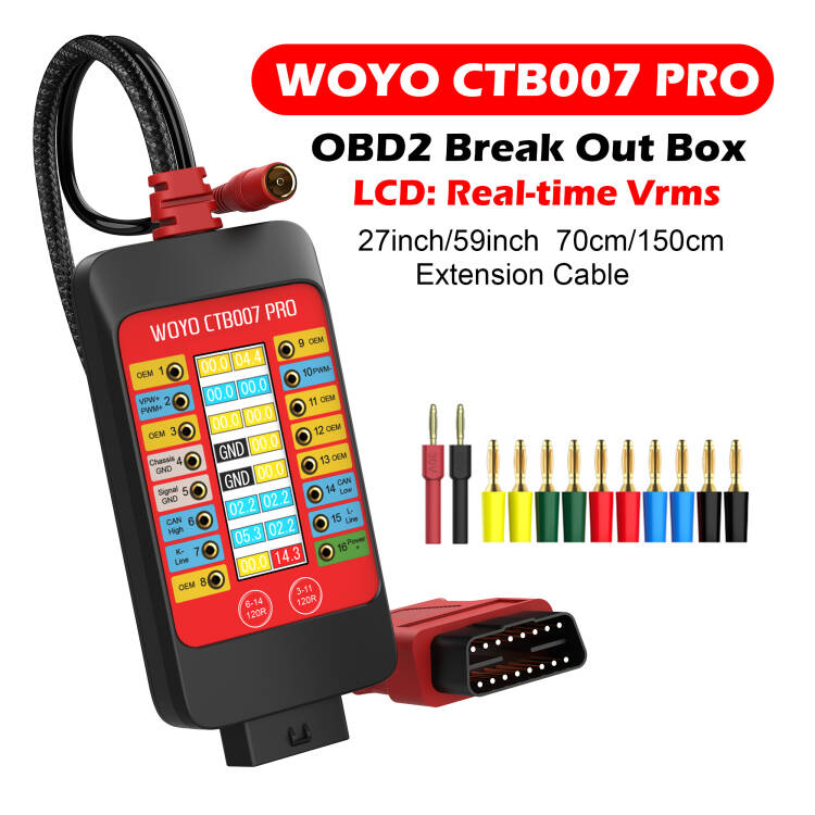 WOYO CTB007 PRO 12V/24V OBD2 Breakout Box - Professional ECU Test & CAN Tester 1 WOYO CTB007 PRO 12V/24V OBD2 Breakout Box - Professional ECU Test & CAN Tester - Imagen 1