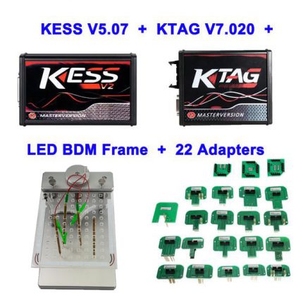 Full Set Online Master Kess V5.017 V2.53+KTAG 7.020 V2.70+LED BDM Frame+22 Adapters ECU Programmer[Free Shipping]